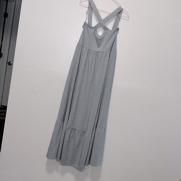Express Heather Grey Jersey Maxi Halter Dress Wide Crisscross Straps Women Small - Picture 5 of 15